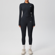SEEK Elegant Black Angel Long Vest Co-ord Set