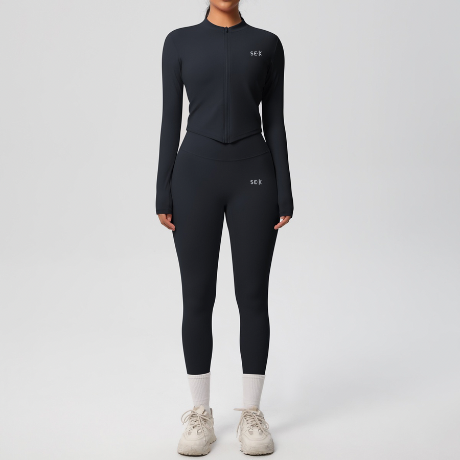 SEEK Elegant Black Angel Long Vest Co-ord Set