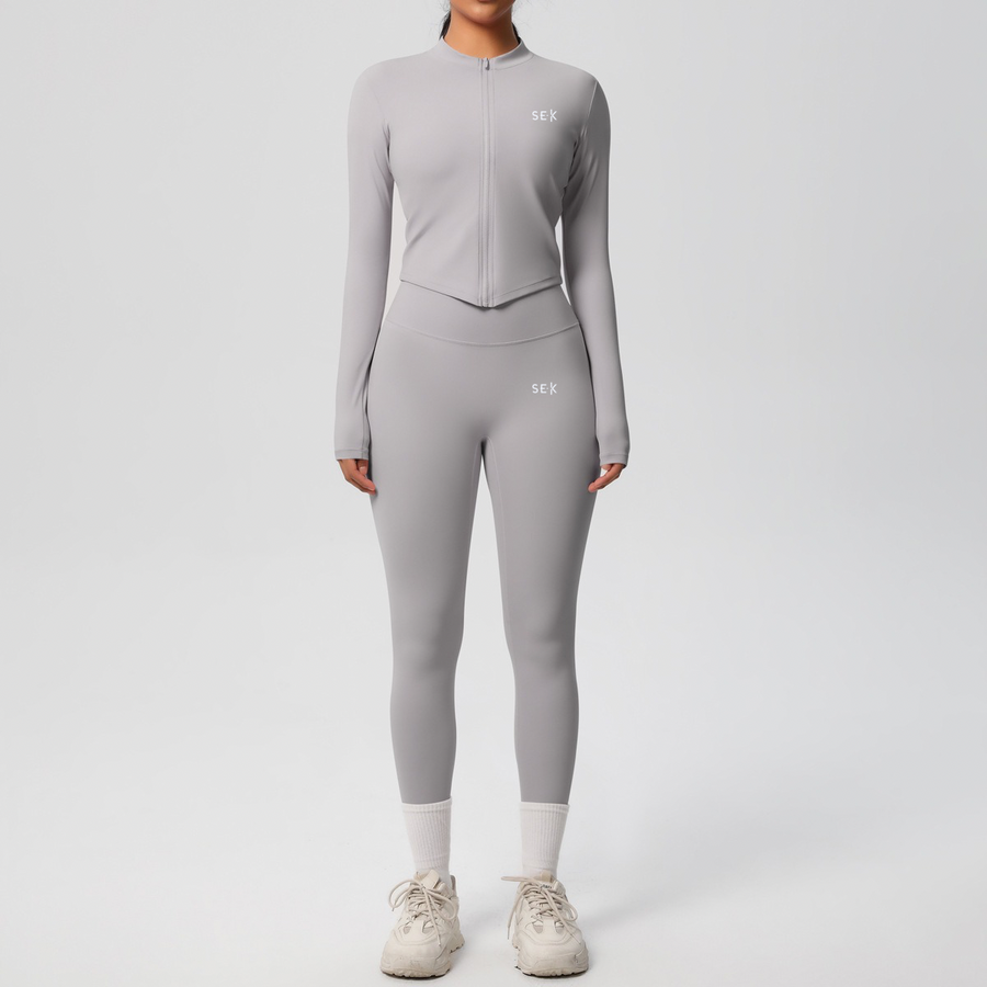 SEEK Elegant Grey Light Long Vest Co-ord Set