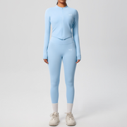 SEEK Elegant Blue Light Long Vest Co-ord Set