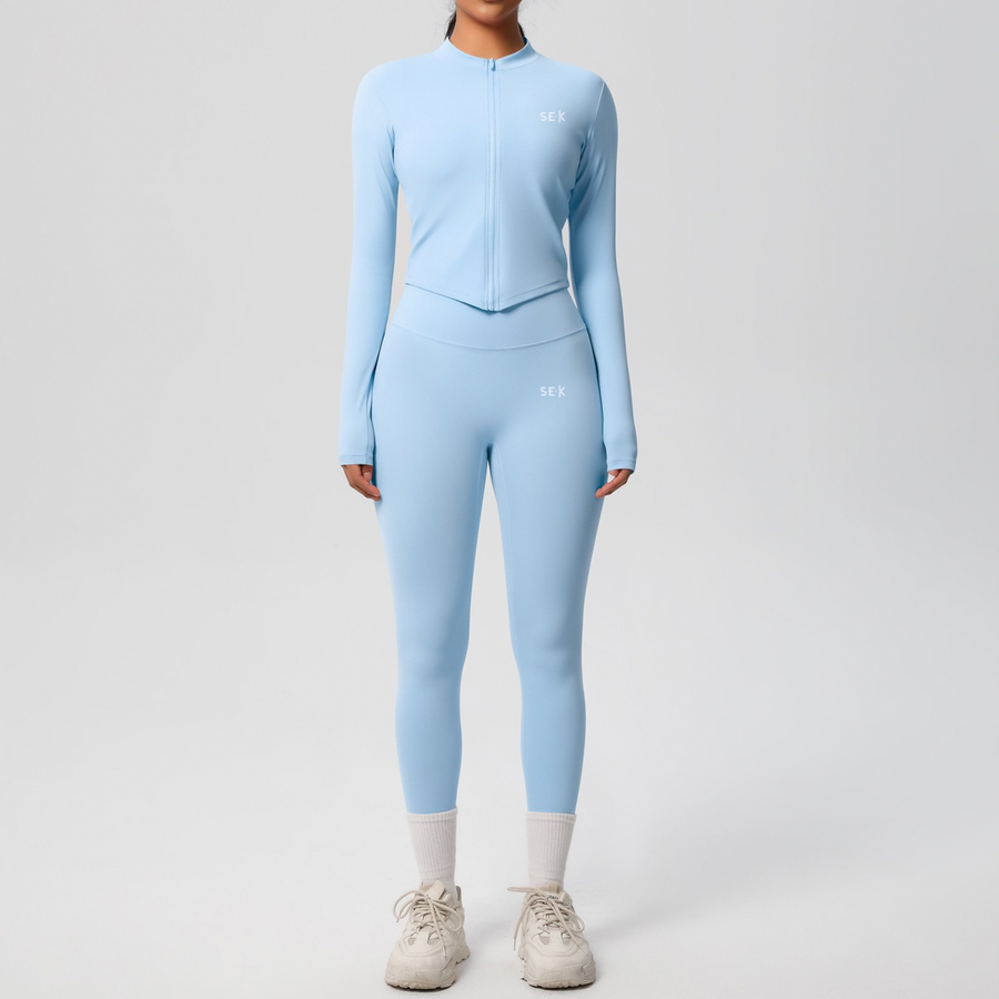SEEK Elegant Blue Light Long Vest Co-ord Set