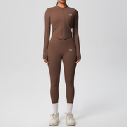 SEEK Elegant Brown Angle Long Vest Co-ord Set